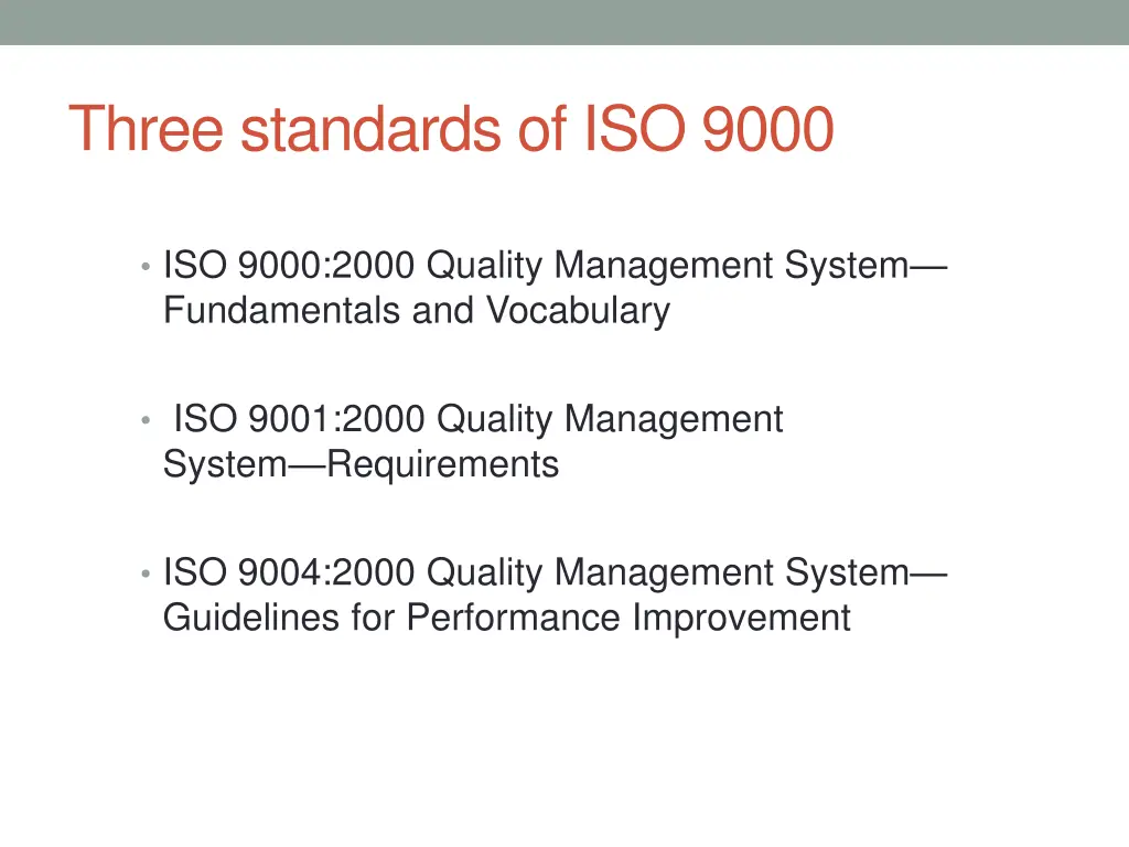 three standards of iso 9000