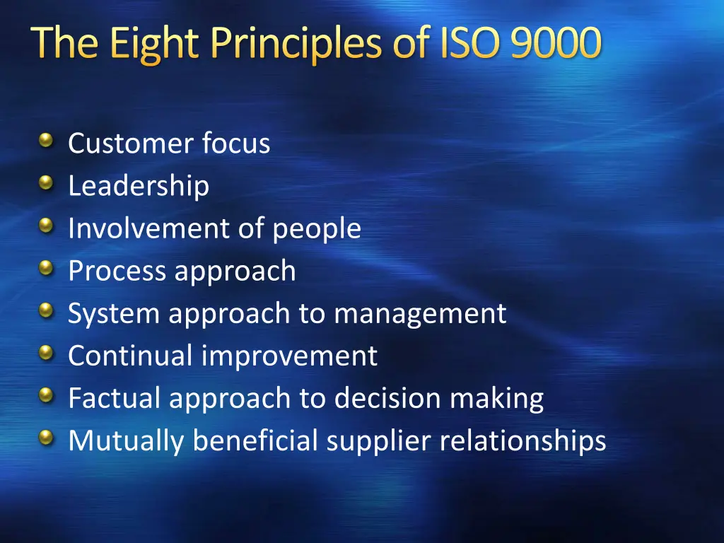 the eight principles of iso 9000