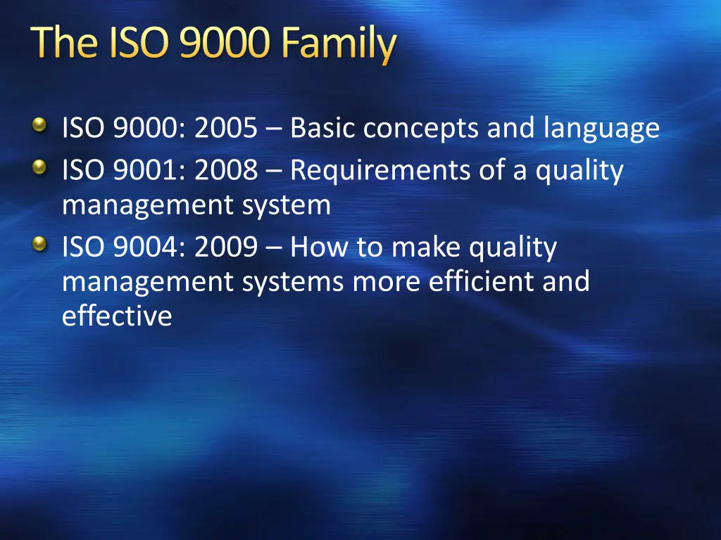 the iso 9000 family