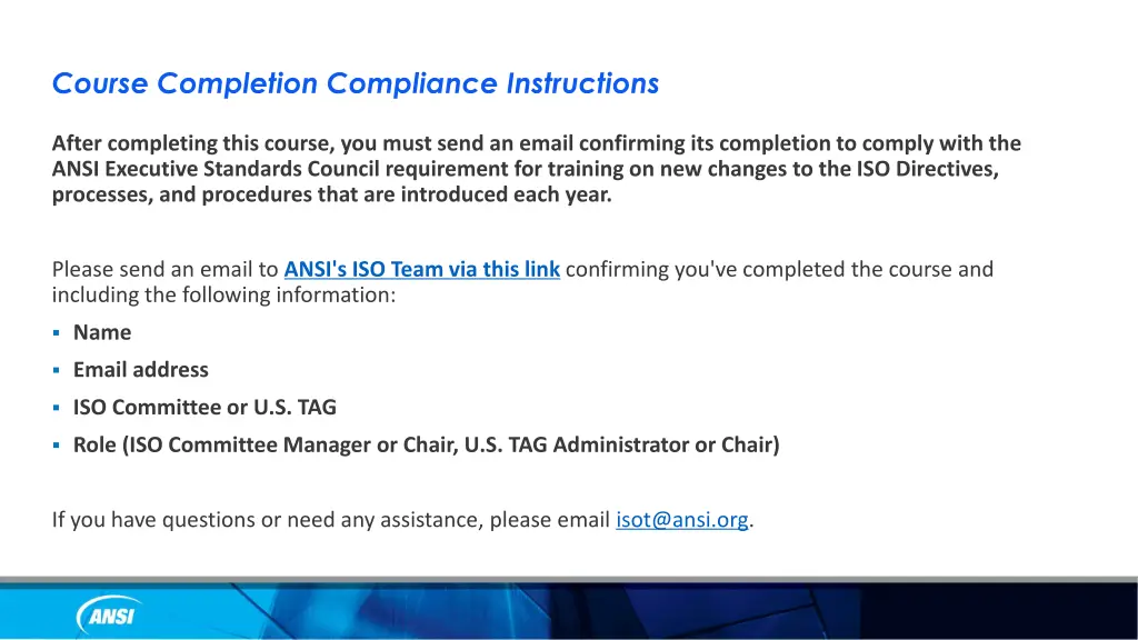 course completion compliance instructions 1