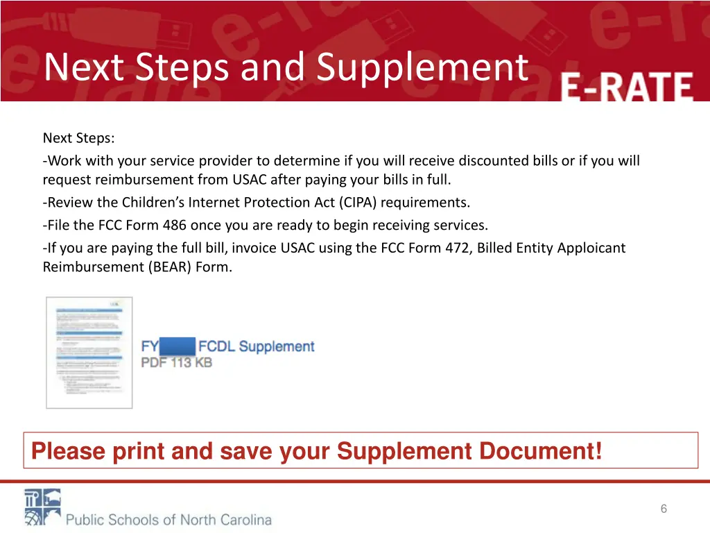 next steps and supplement