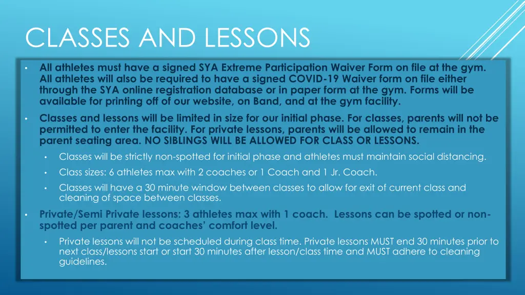 classes and lessons