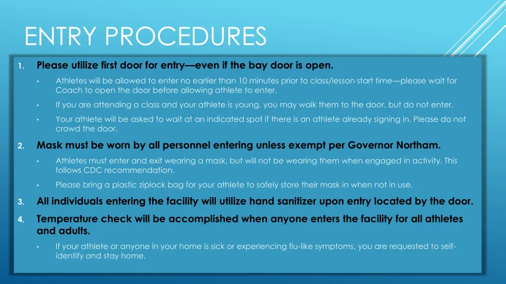 entry procedures