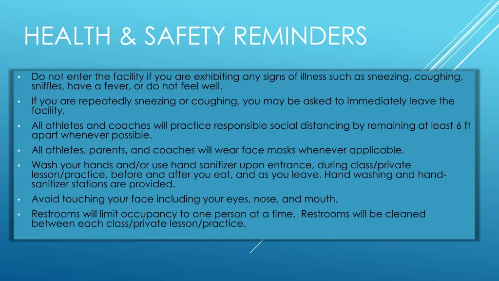 health safety reminders