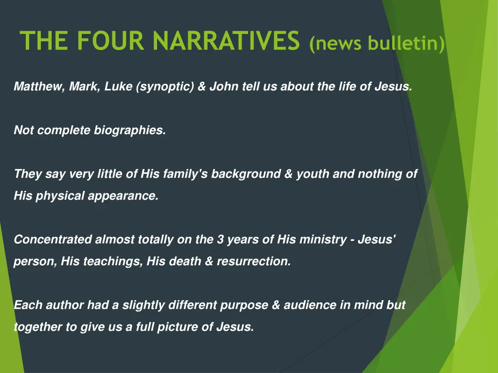 the four narratives news bulletin