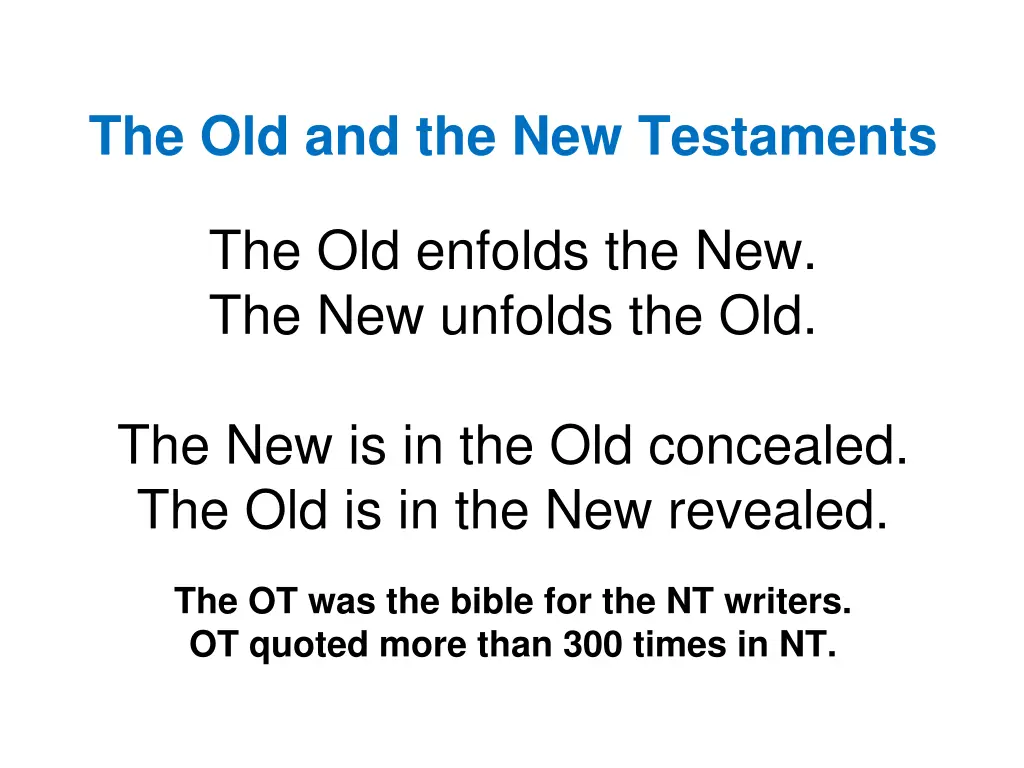 the old and the new testaments