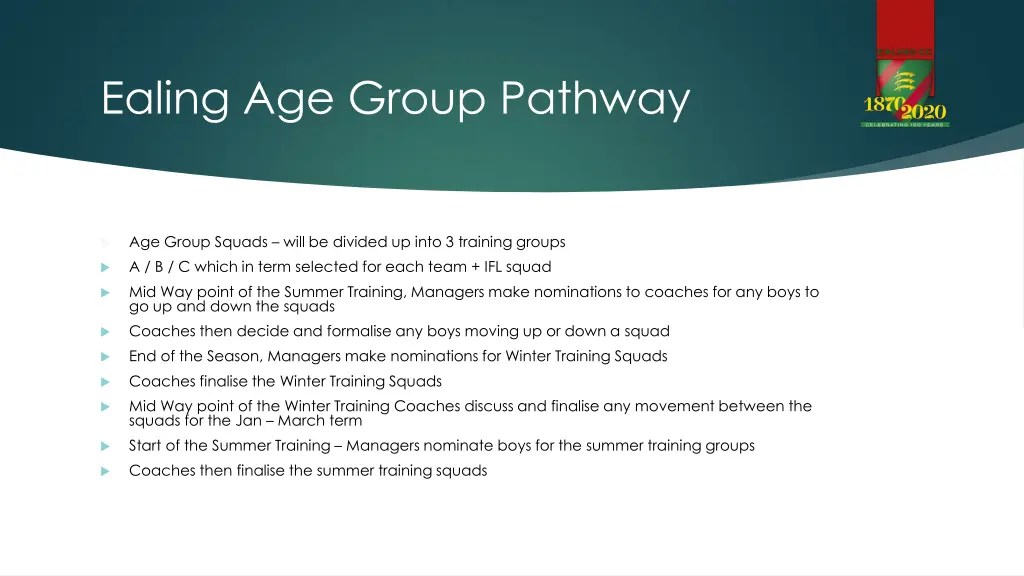 ealing age group pathway