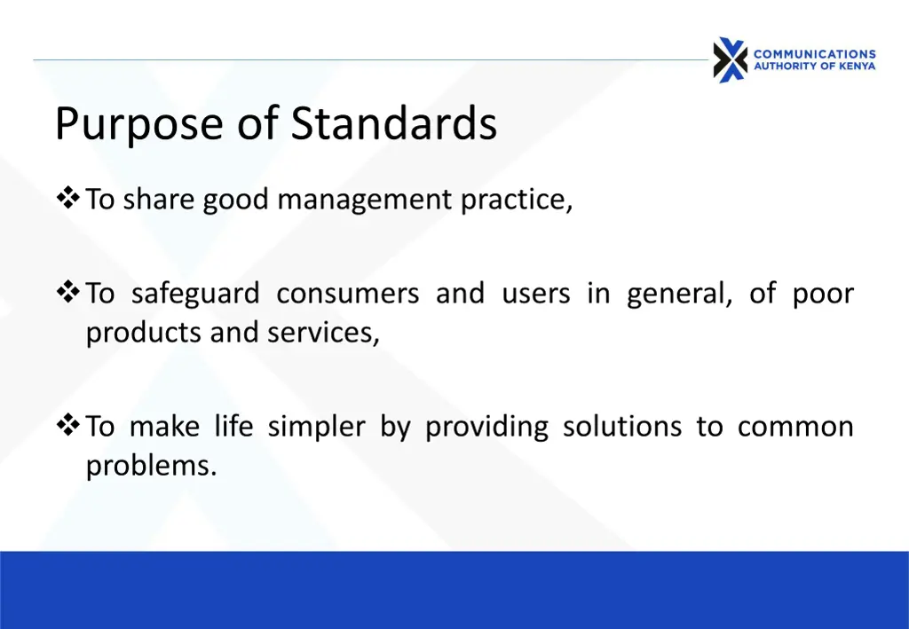 purpose of standards 1