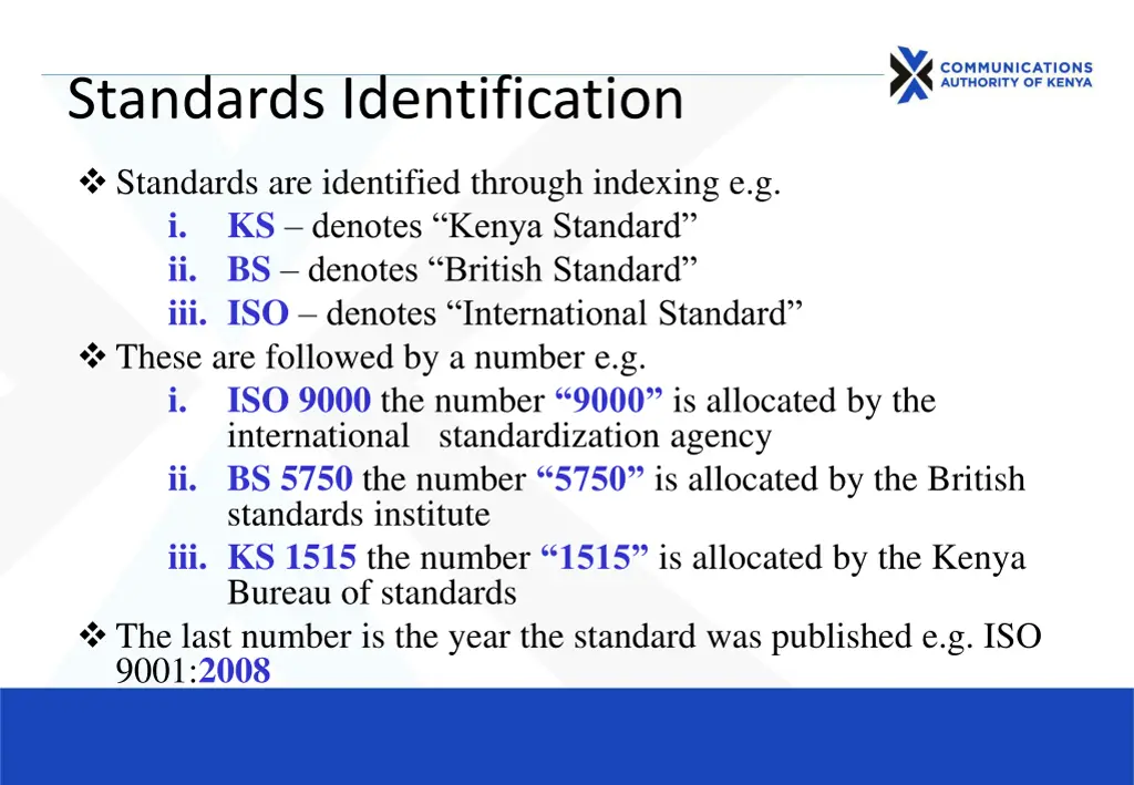 standards identification