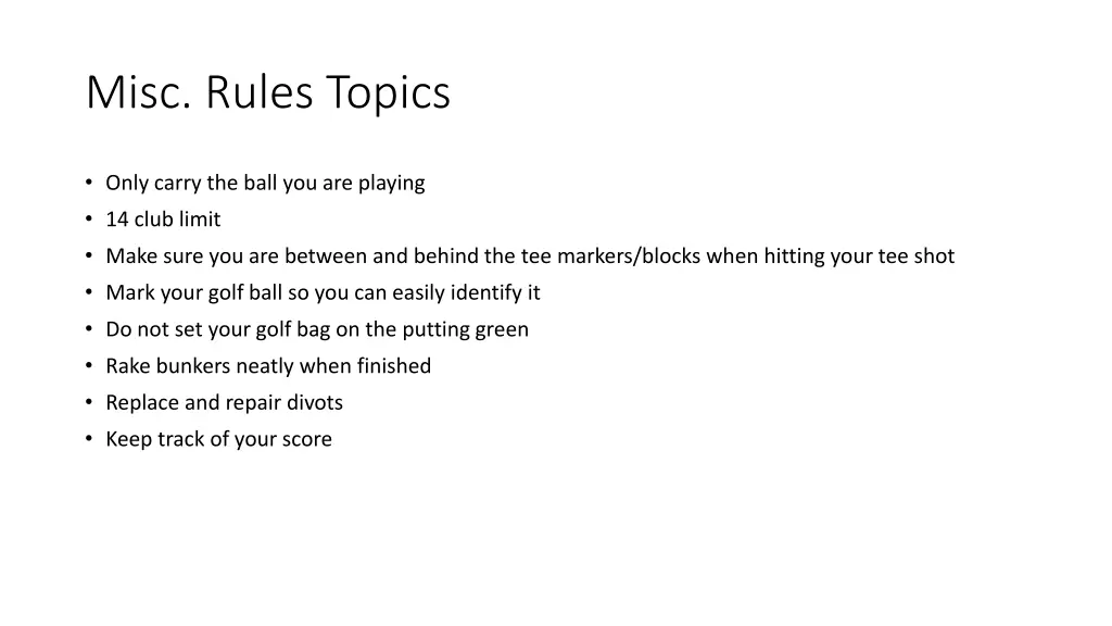 misc rules topics