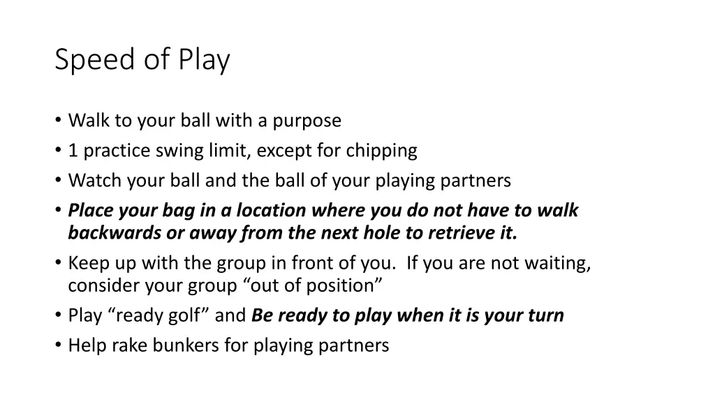 speed of play
