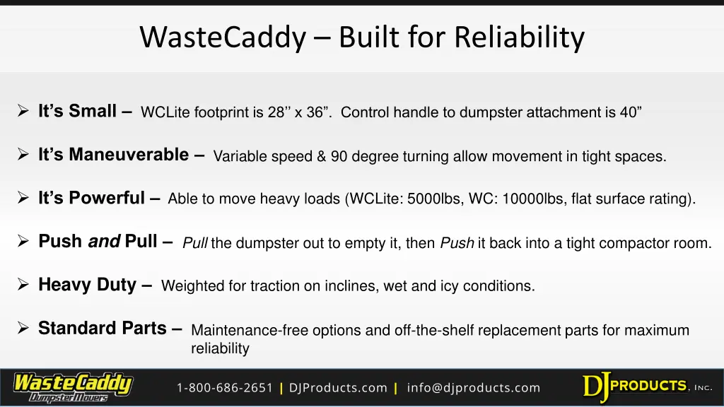 wastecaddy built for reliability