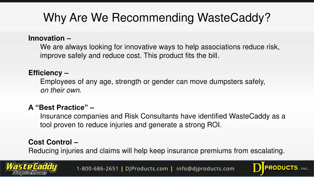 why are we recommending wastecaddy