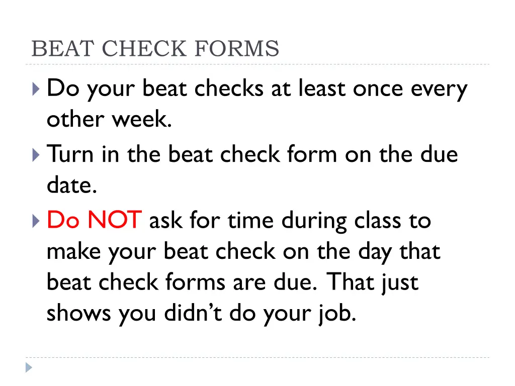 beat check forms