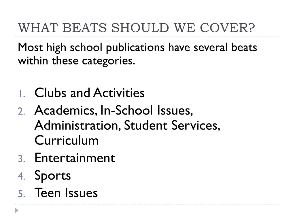 what beats should we cover most high school