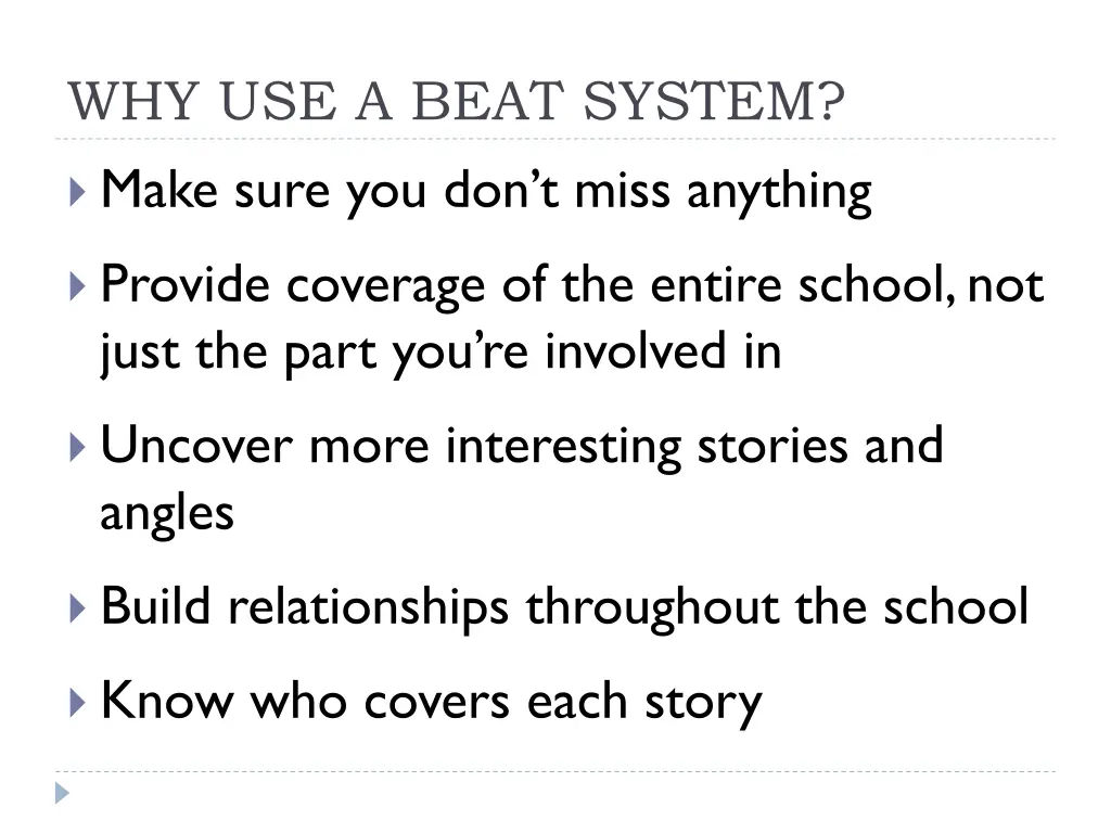 why use a beat system