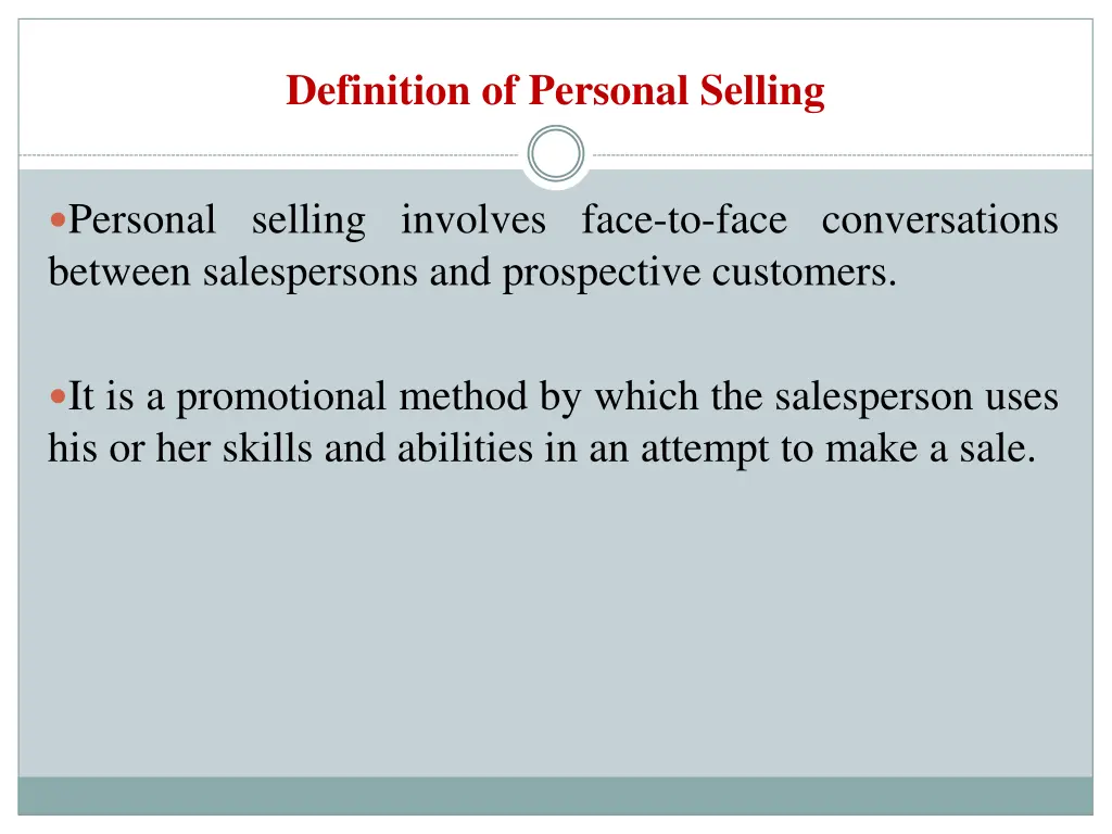 definition of personal selling