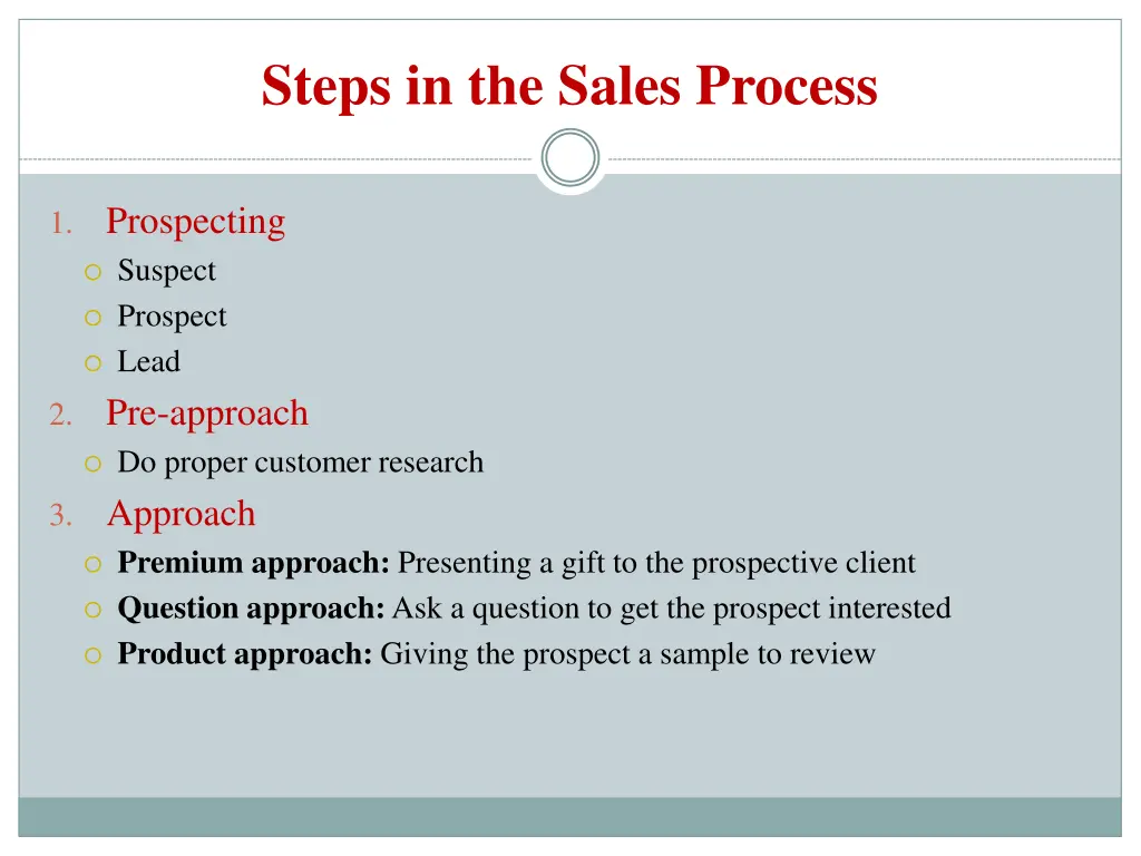 steps in the sales process 1