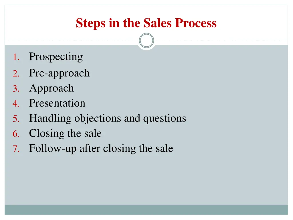 steps in the sales process