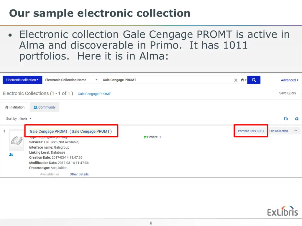 our sample electronic collection