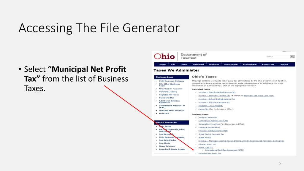 accessing the file generator 1