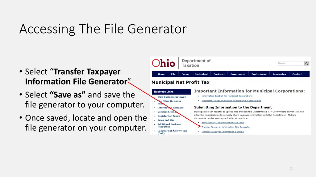 accessing the file generator 3