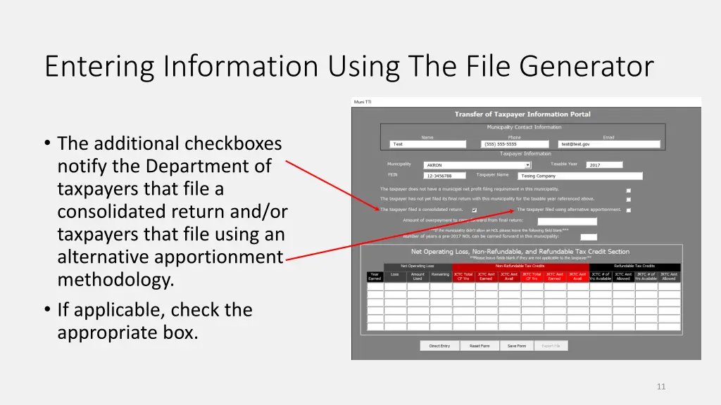 entering information using the file generator 2