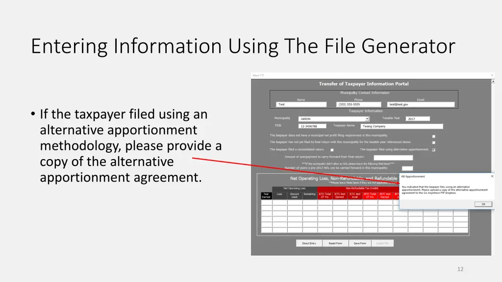 entering information using the file generator 3