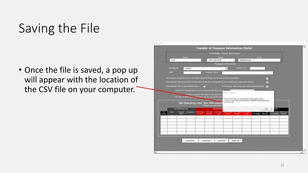 saving the file