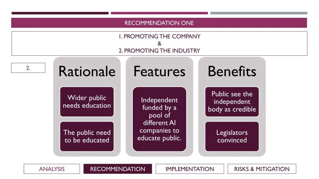 recommendation one 1