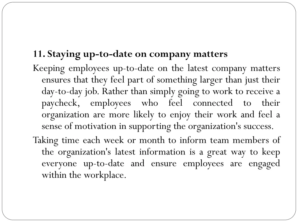11 staying up to date on company matters keeping