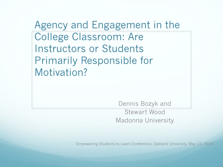 agency and engagement in the college classroom