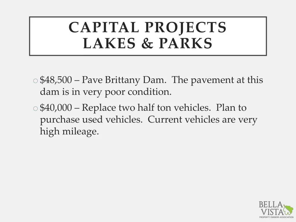 capital projects lakes parks