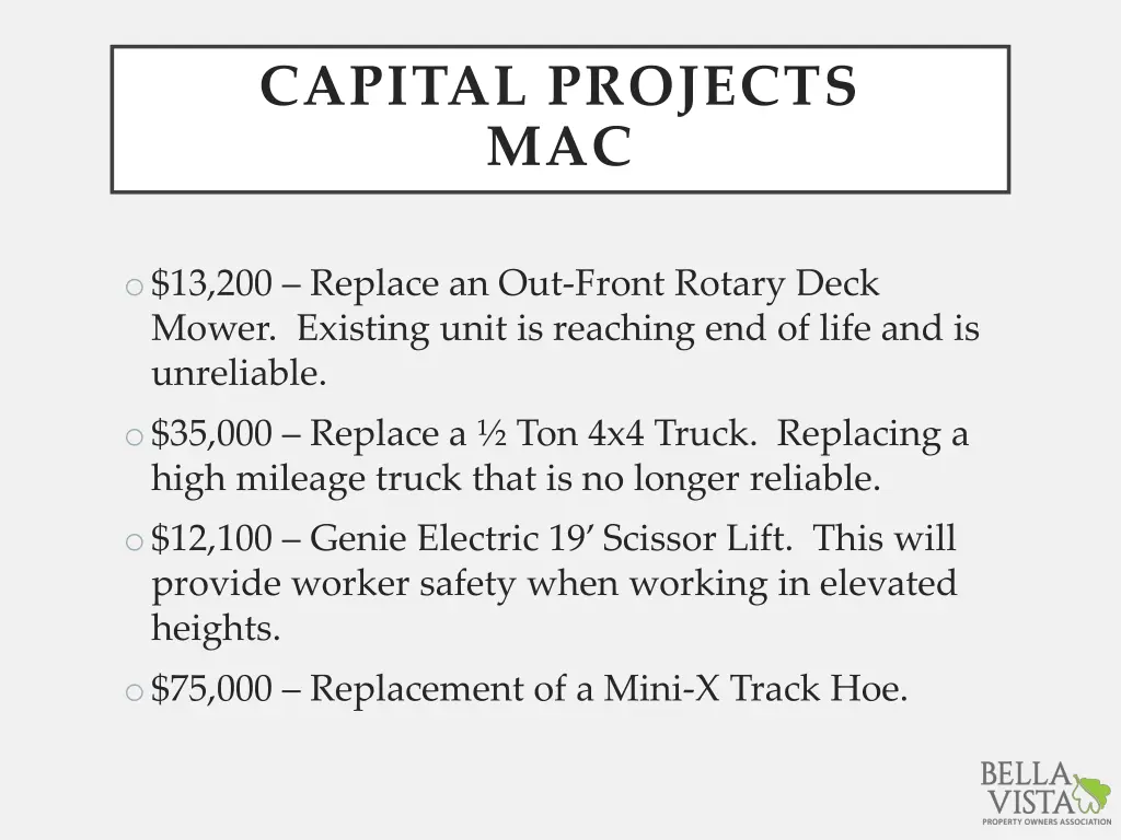 capital projects mac