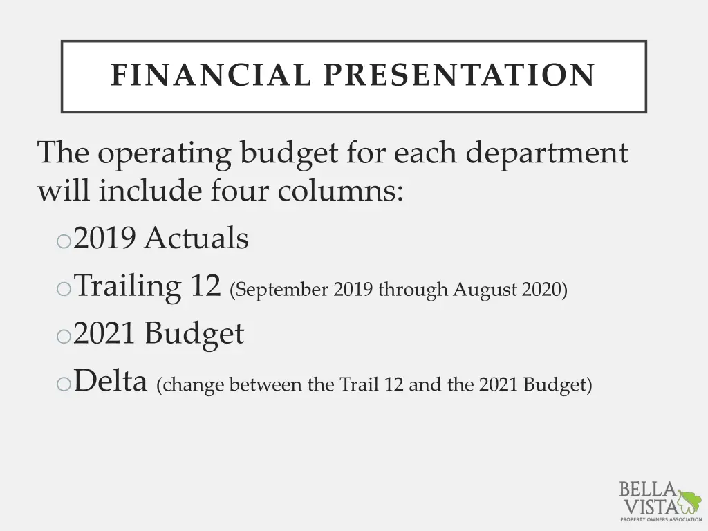 financial presentation