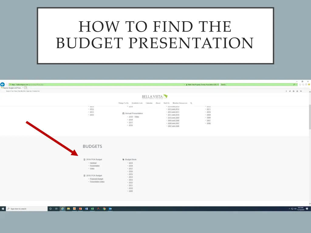 how to find the budget presentation 1