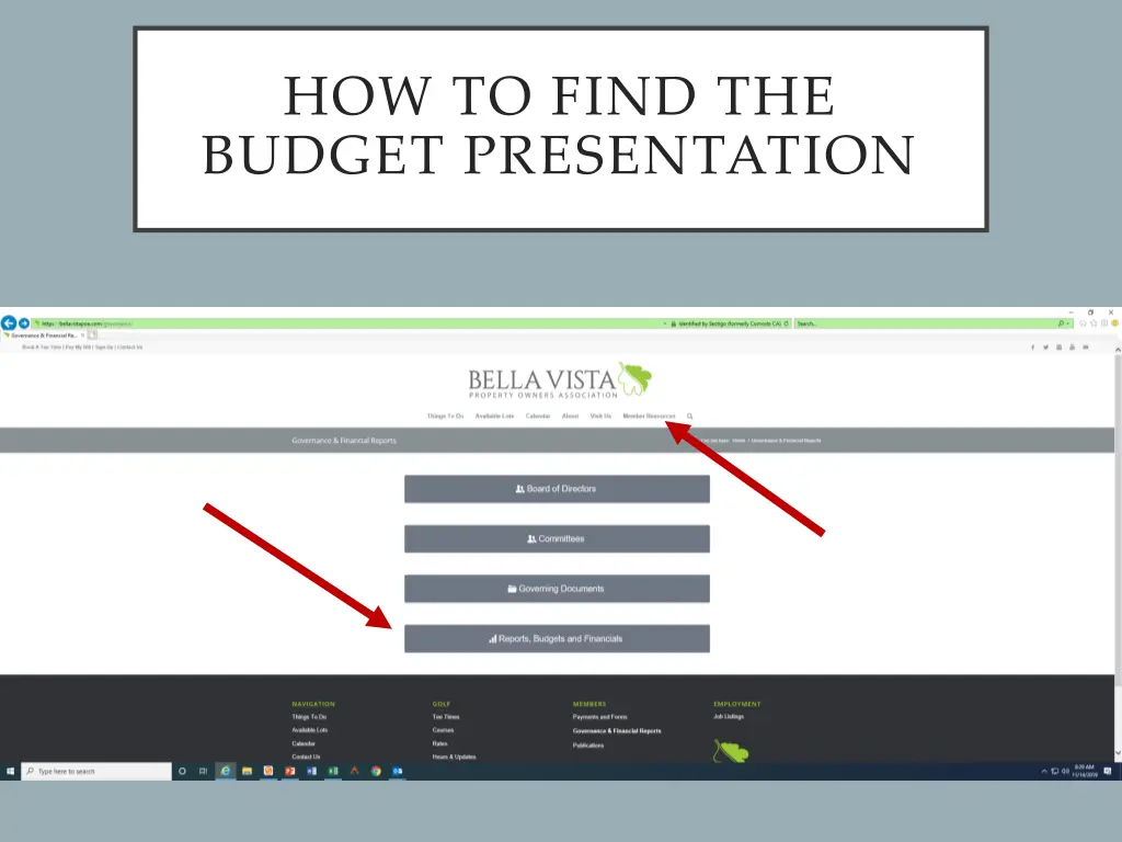 how to find the budget presentation