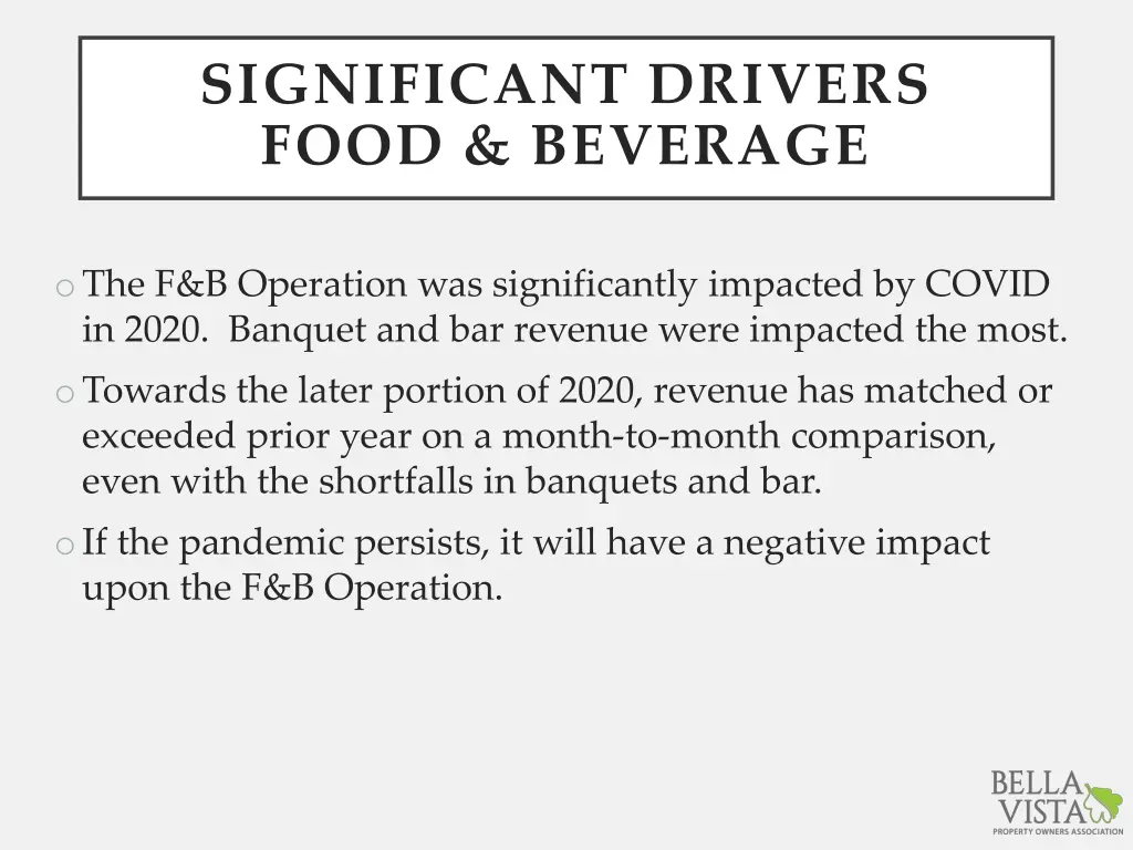 significant drivers food beverage