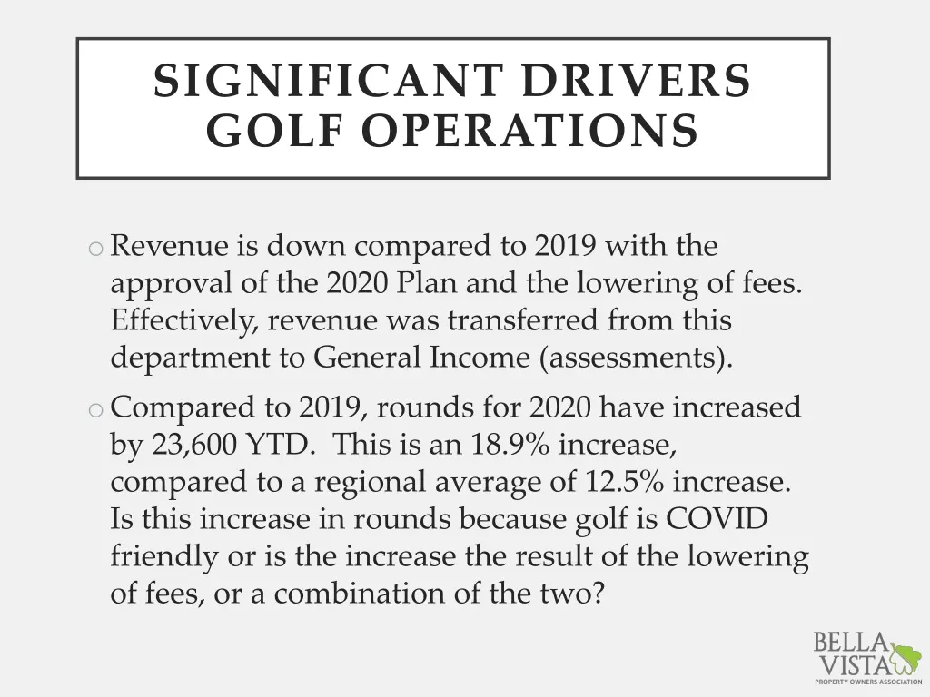 significant drivers golf operations