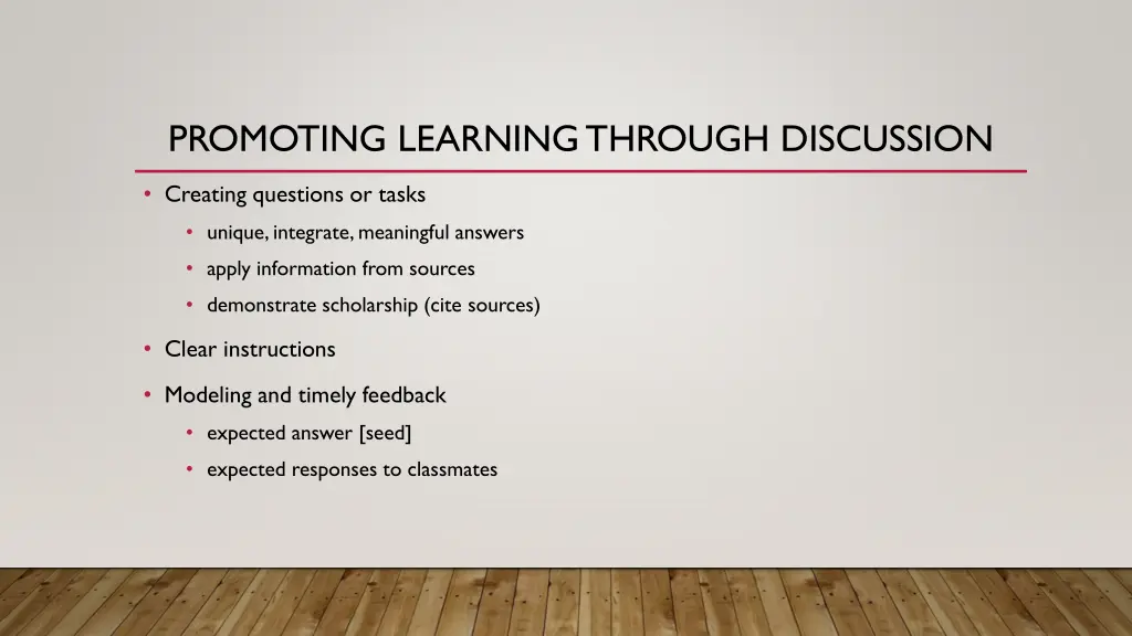 promoting learning through discussion