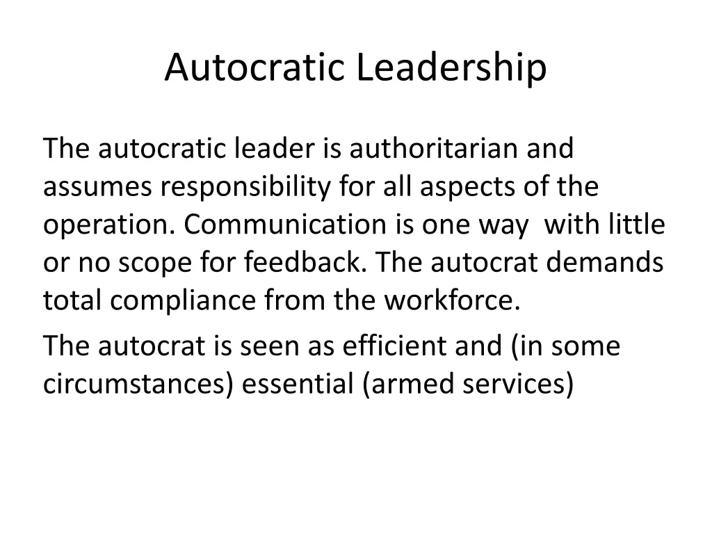 autocratic leadership