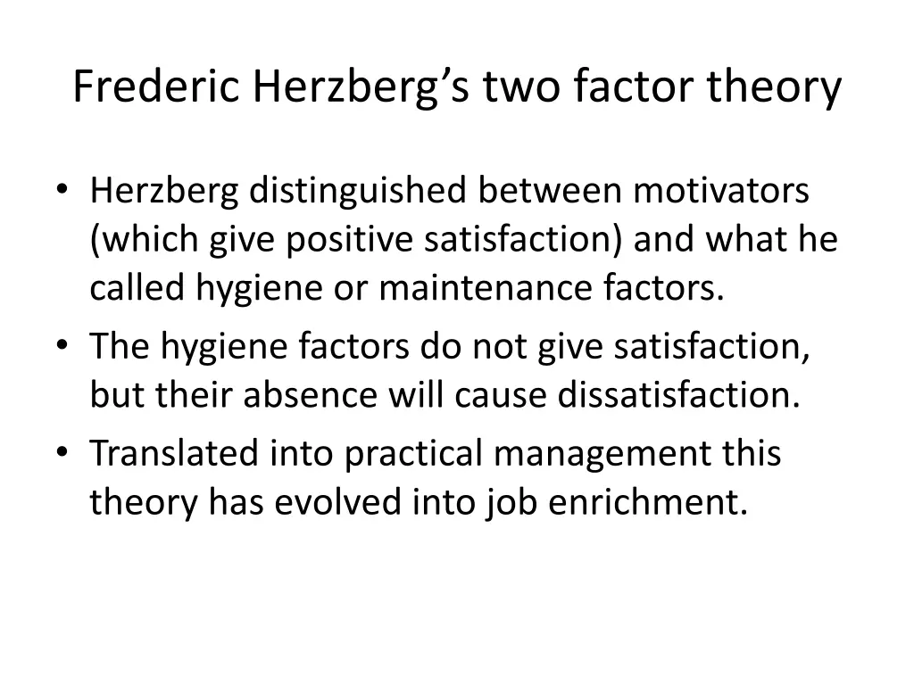 frederic herzberg s two factor theory
