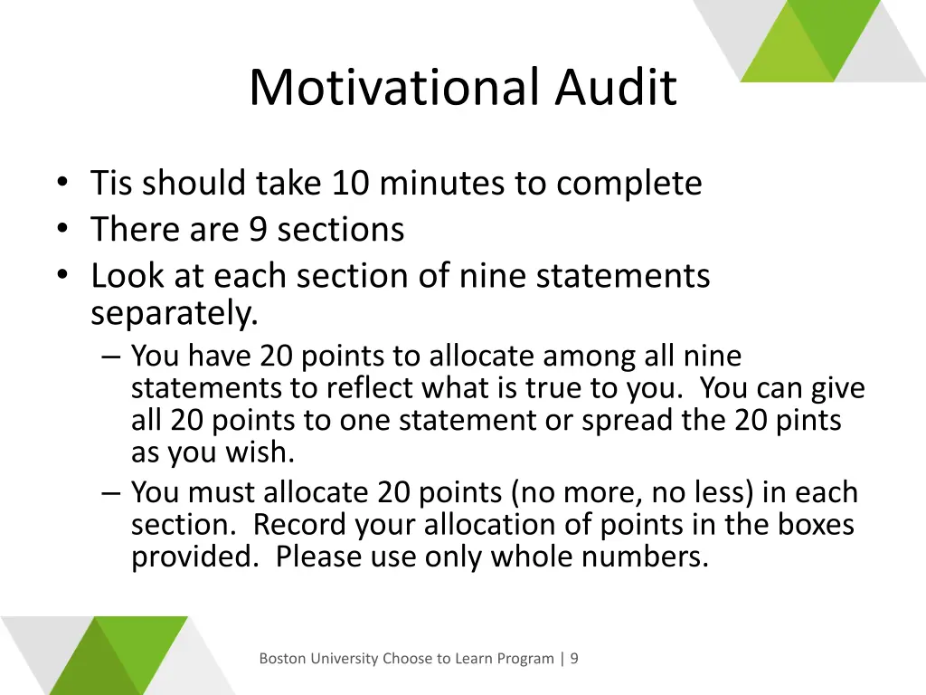 motivational audit