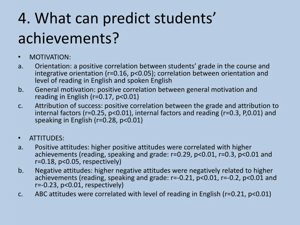 4 what can predict students achievements