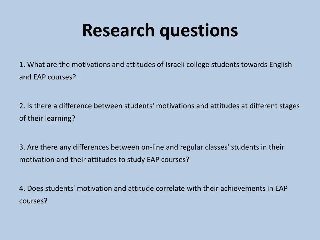 research questions