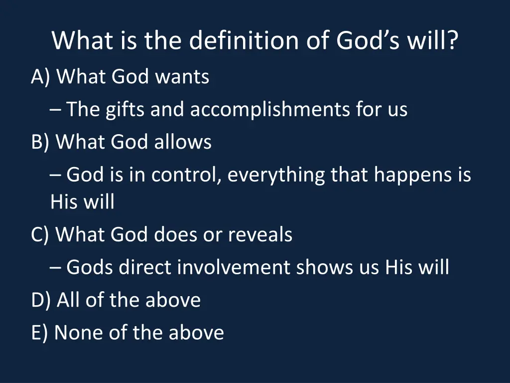 what is the definition of god s will a what