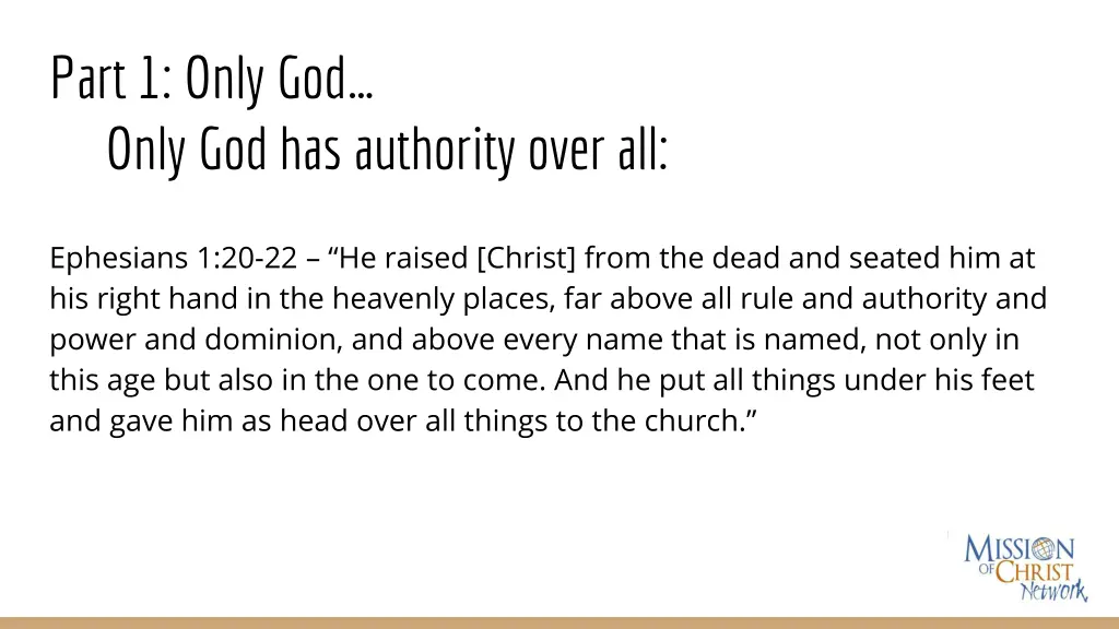 part 1 only god only god has authority over all 1