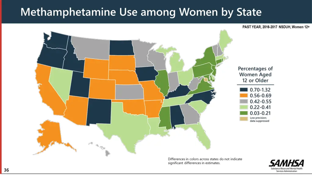 methamphetamine use among women by state