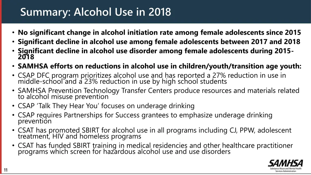 summary alcohol use in 2018