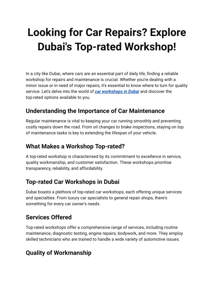 looking for car repairs explore dubai s top rated